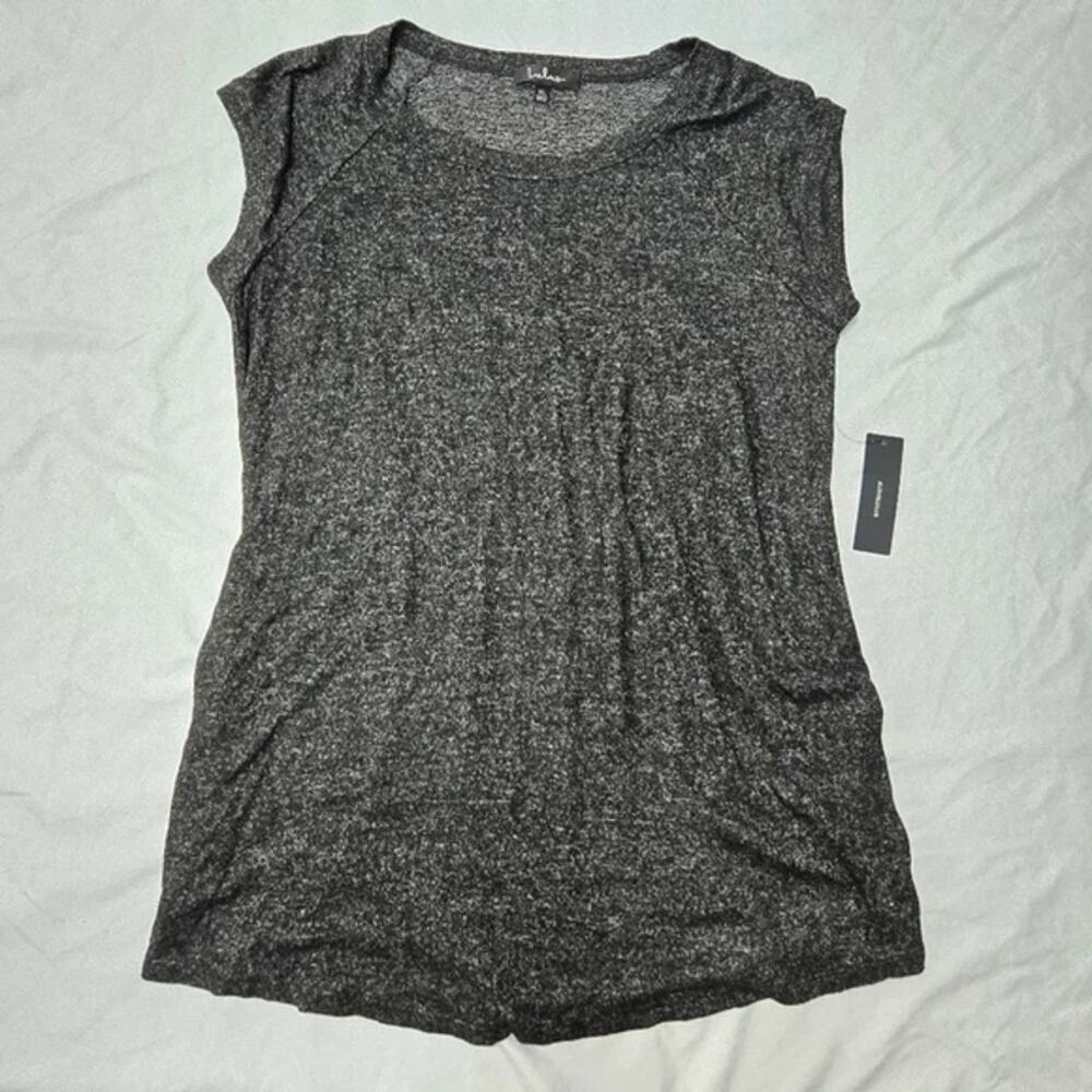 New Lulu's Dark Grey Black Heathered Gray Sleeveless Knit Tunic Sweater Shirt